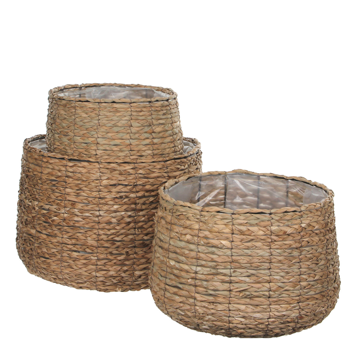 Mica Decorations Avalon Plantenmand - Set van 3 - H32 x Ø44 cm - Zeegras - Lichtbruin