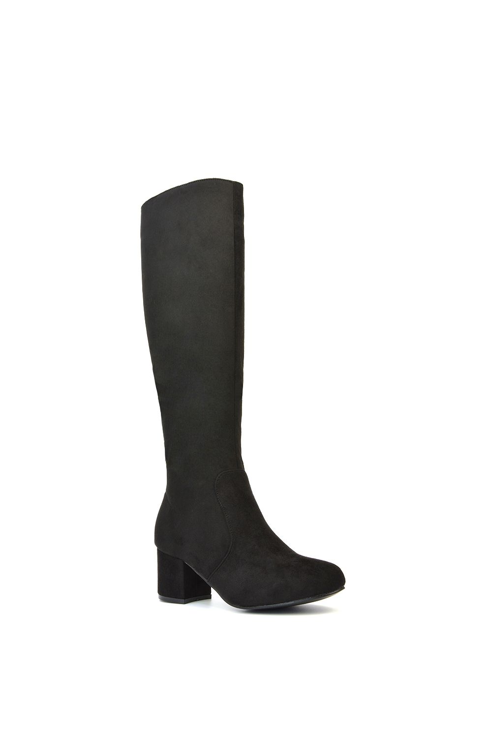 XY London Honey' Knee High Boots with Mid Block Heel and Inside Zip