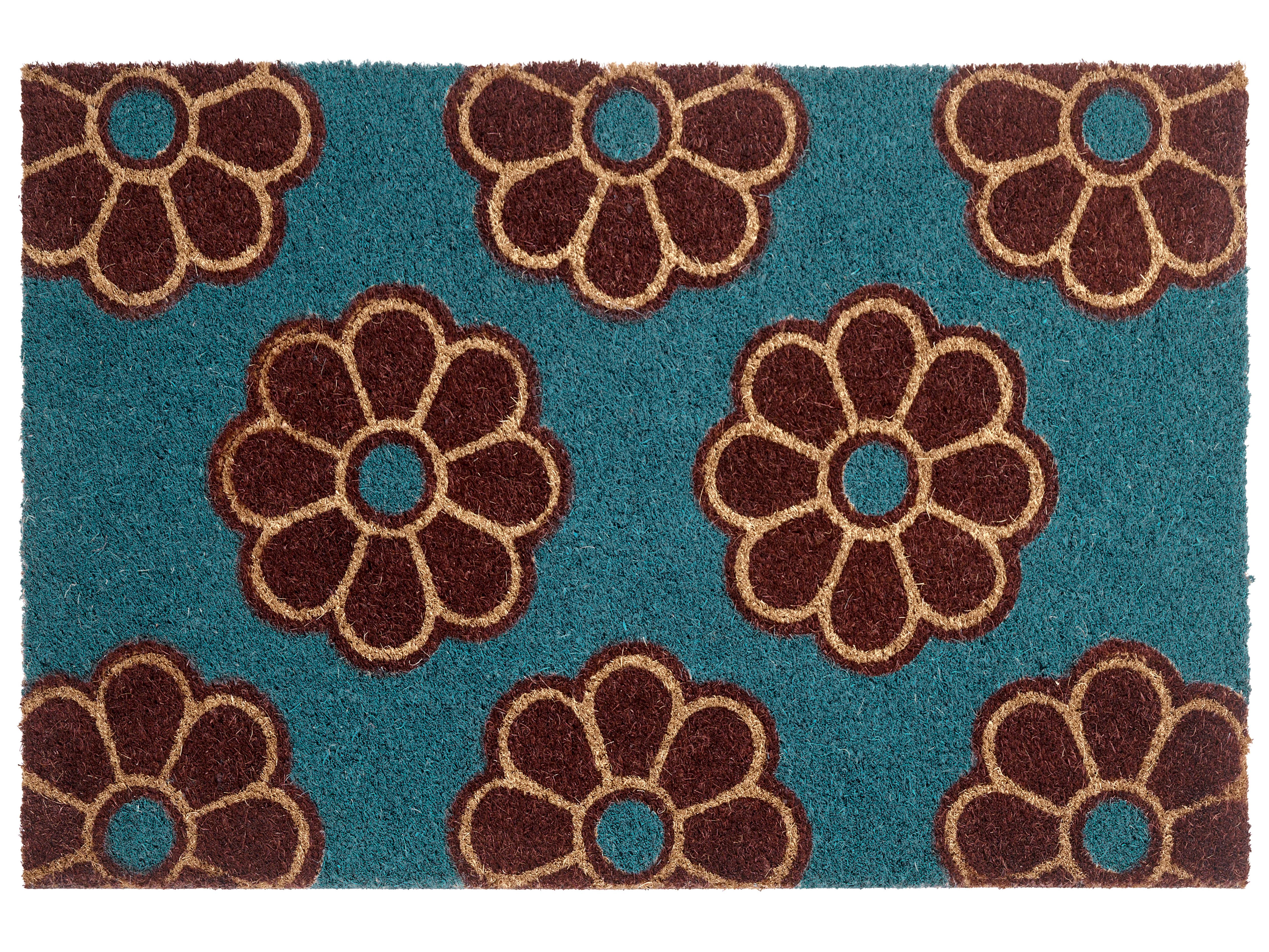 Doormat KULIK Blue 40 x 60 cm Flower Coir