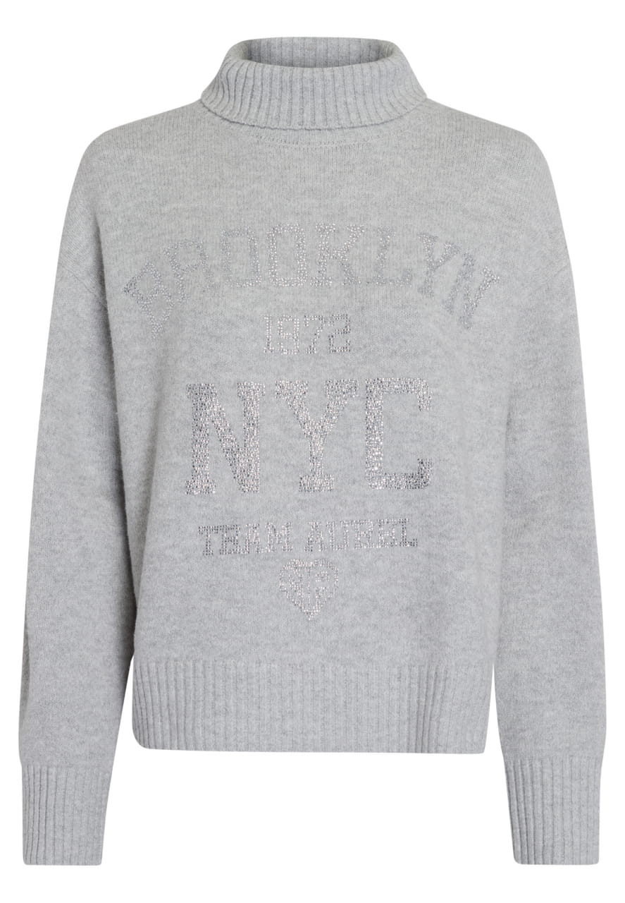 Turtleneck Pullover mit Strass Applikation