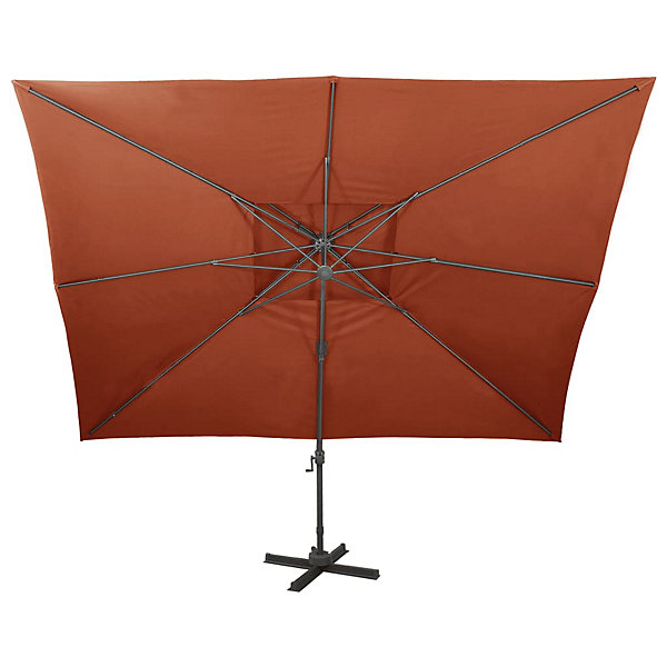 Parasol de jardin déporté avec double plateau en terre cuite 400 x 300 cm vidaXL