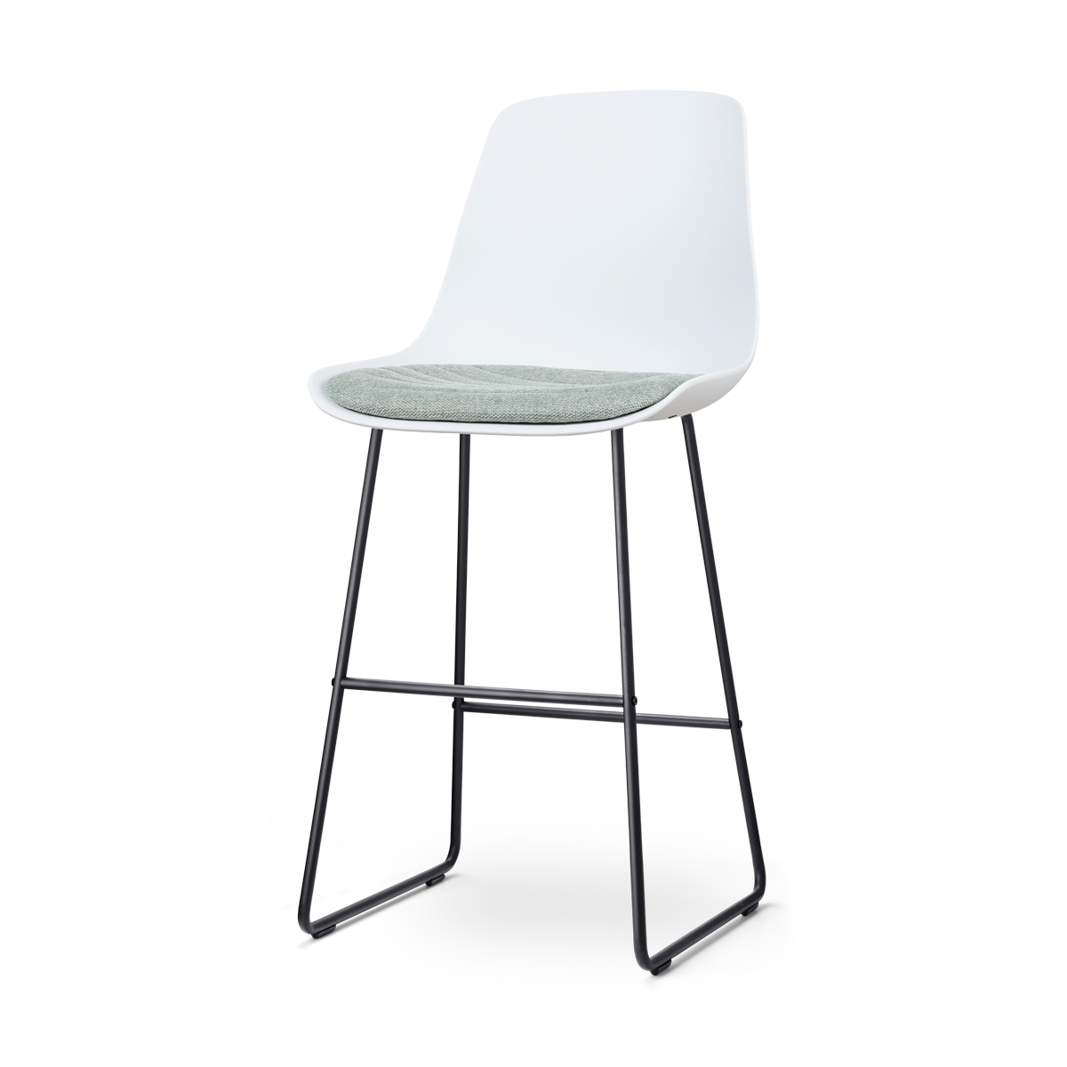 Nolon Nino-Liv Barkruk Wit - Zacht Groen Kussen - Zwart Frame - 75 cm
