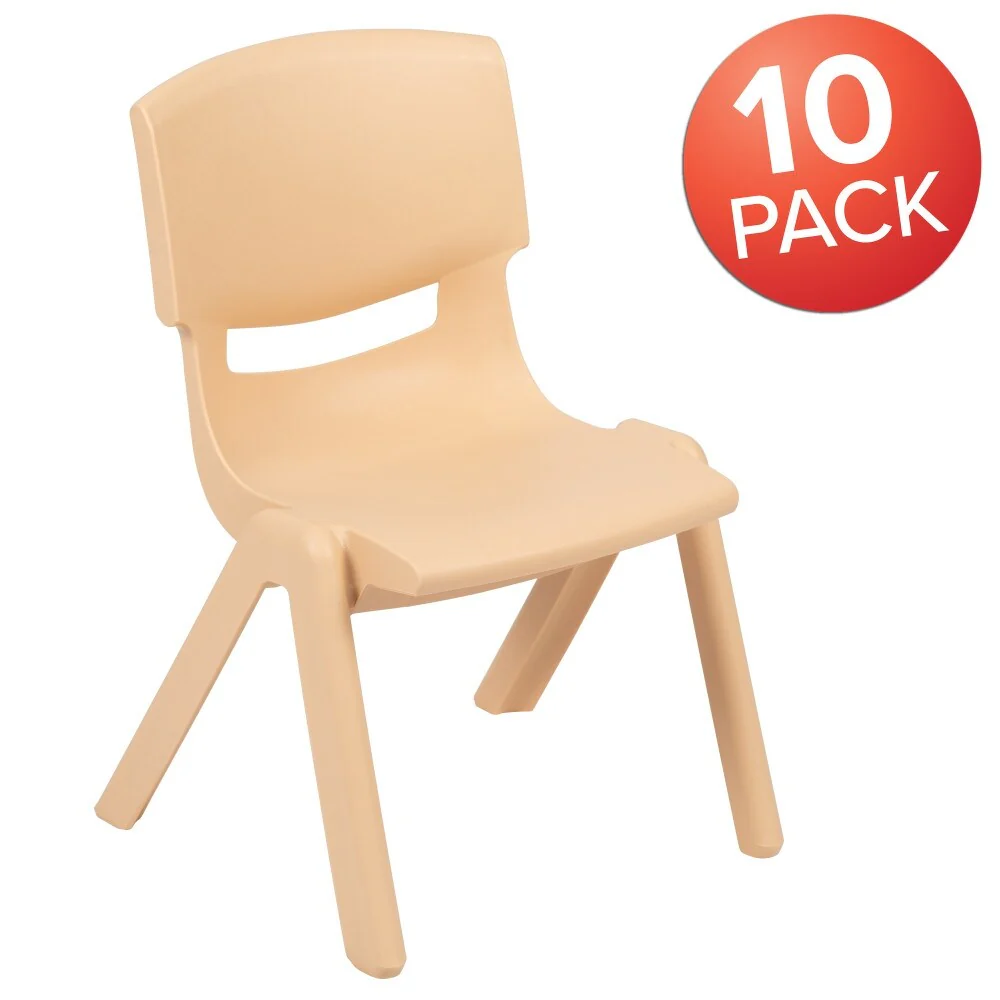 10 Pack Plastic Stackable School Chair with 12 Seat Height - Preschool Chair