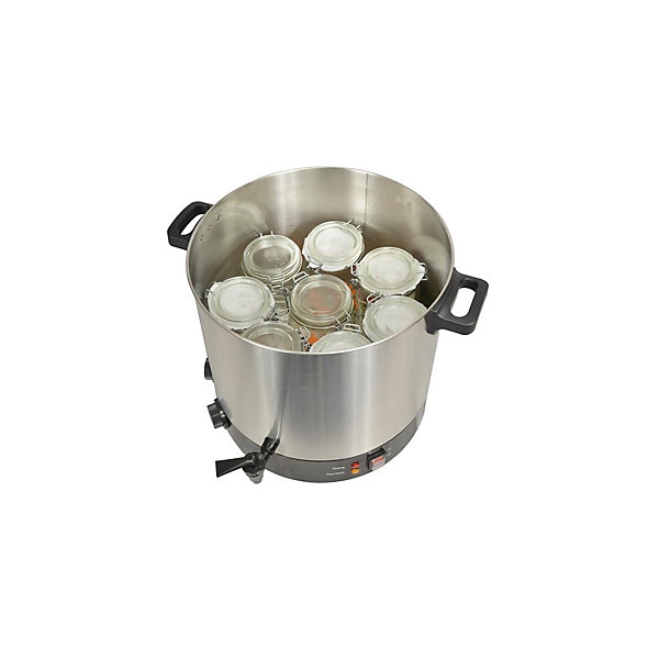 Fait-tout Stérilisateur 2100W InoxNoir 31L Contenance 16 bocaux Minuterie 120 minutes Conserves maison KITCHENCHEF