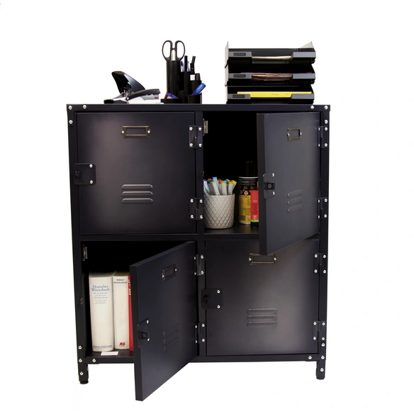 Metallschrank, BxHxT: 75 x 82,5 x 35 cm, Stahl, schwarz