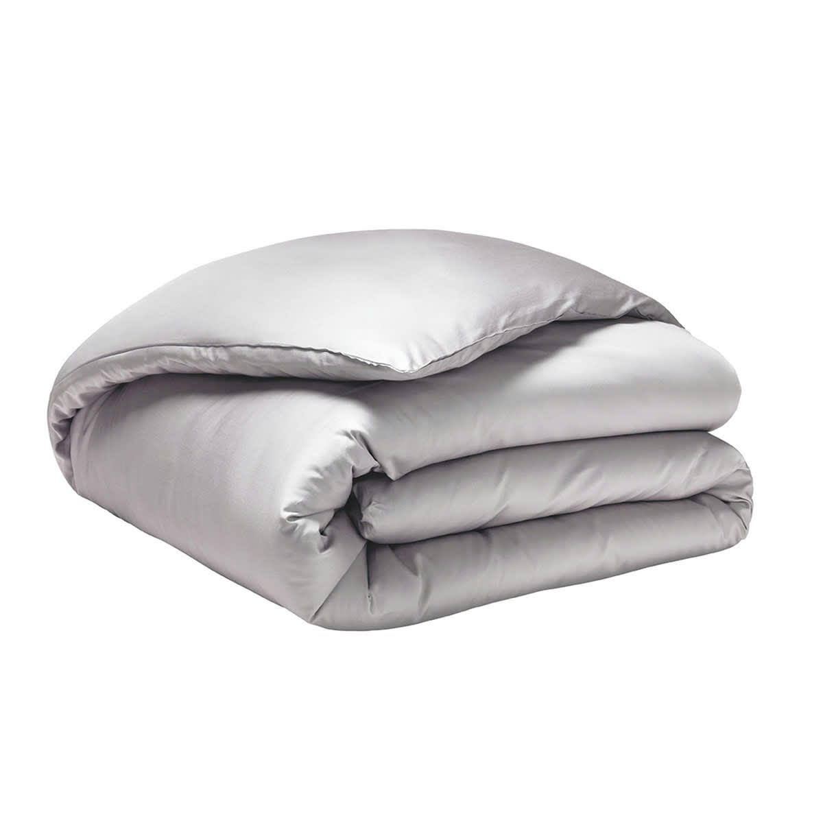 TEOPHILE - Housse de couette en satin de coton argent 260x240