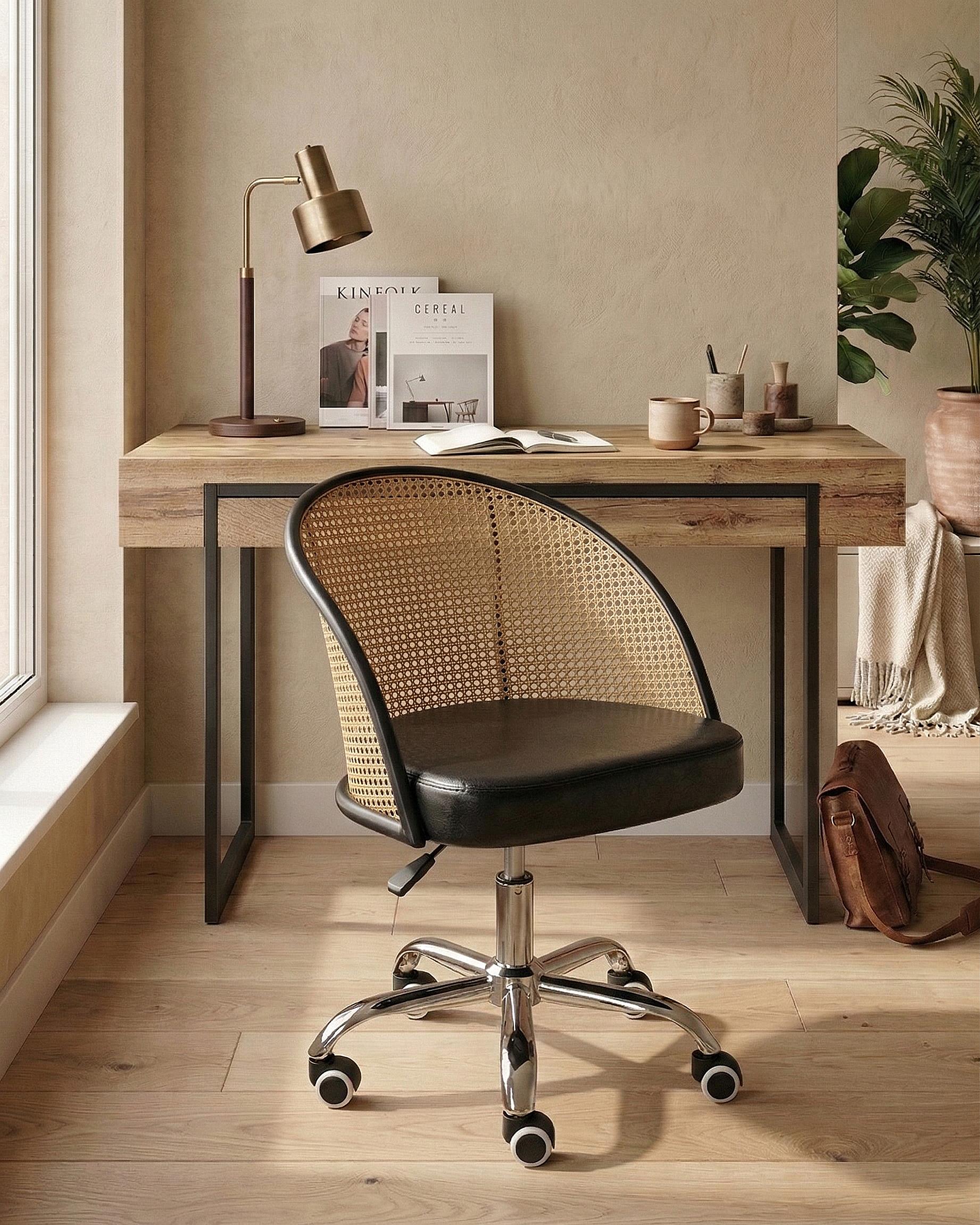 Desk Chair BALTIMORE Faux Leather Black