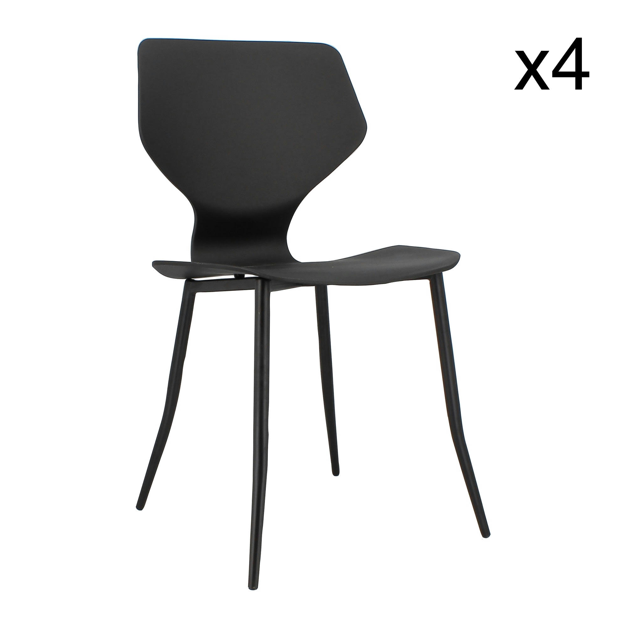 GABBY - Lot de 4 chaises en polypropylène noir mat