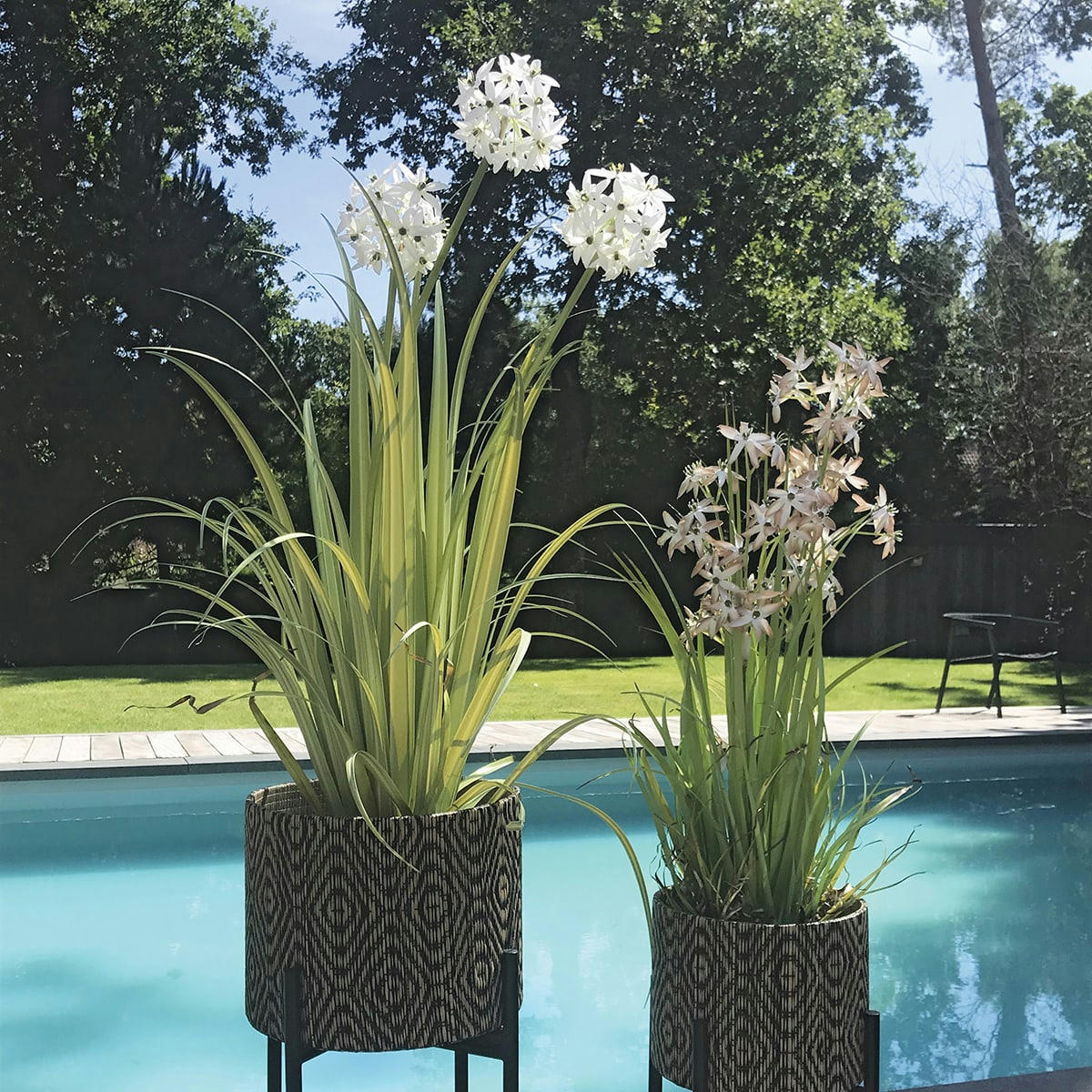 AGAPANTH - Agapanthe artificielle à fleurs blanches pot en zinc h99cm