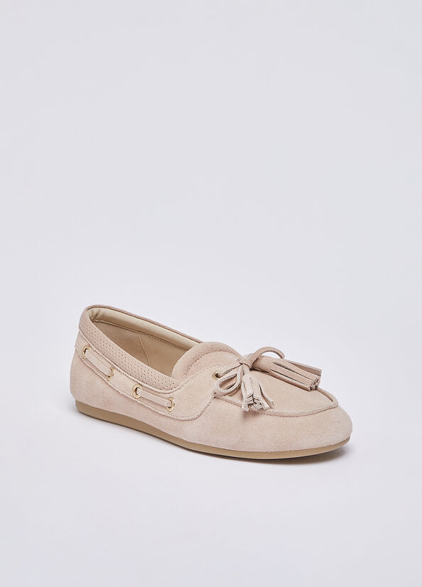 Mocassini in suede con nappine
