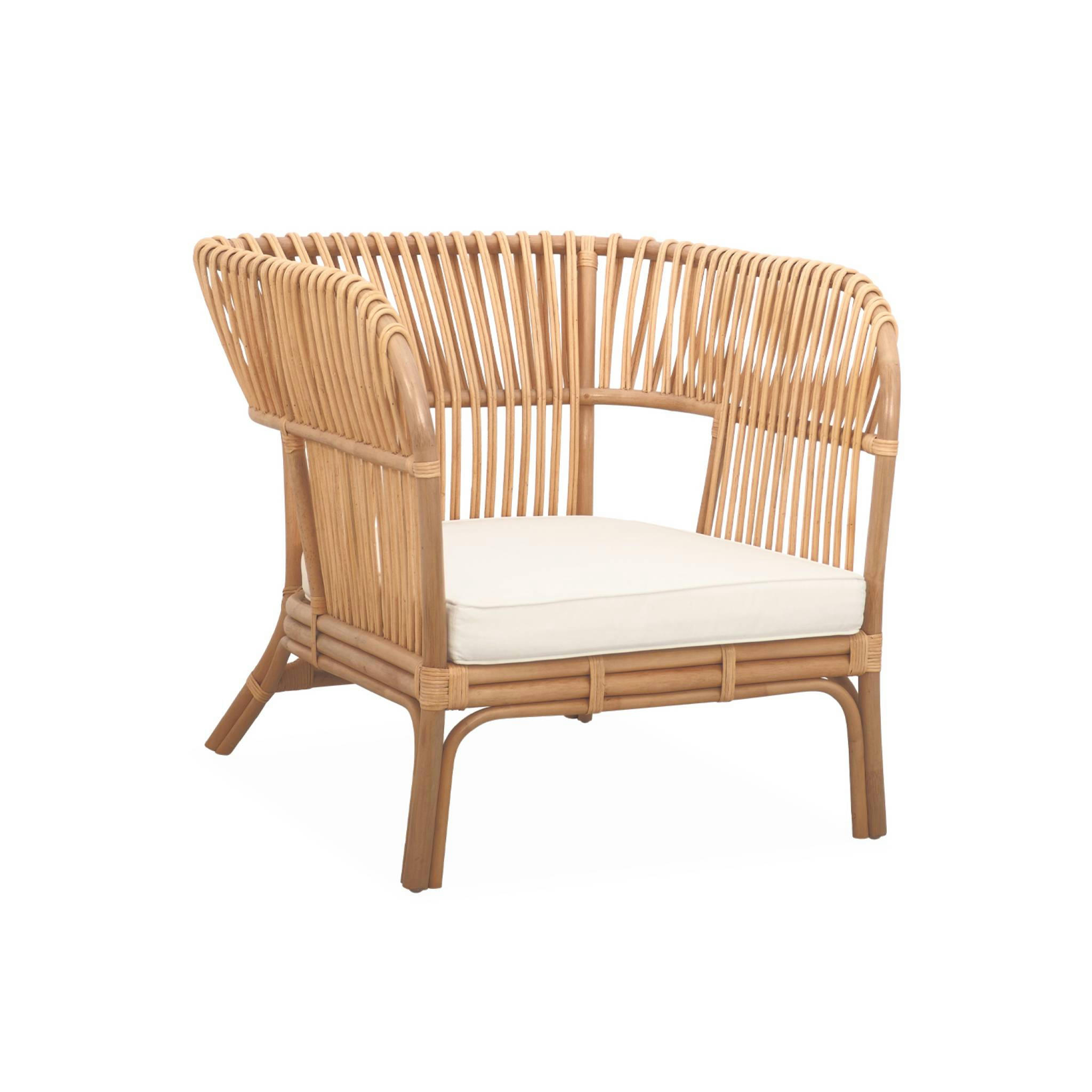 MOOREA - Fauteuil en rotin avec coussin d'assise