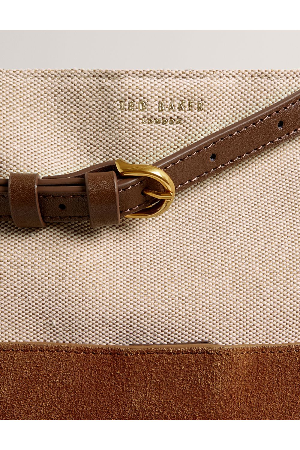 Ted Baker Woven Handle Medium Bucket Bag Tan
