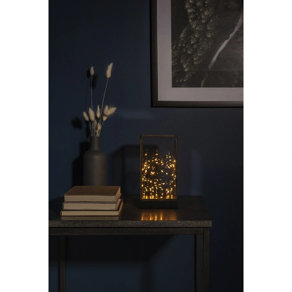 LED Glaslaterne, holz/metall, BxHxL: 11 x 20 x 11 cm, inkl. Leuchtmittel