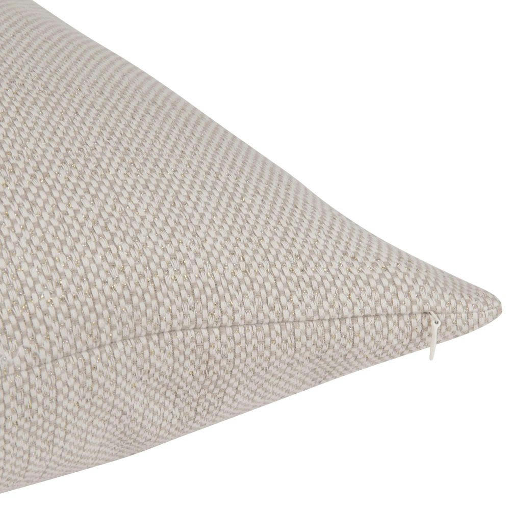 BENGALE - Coussin en coton taupe et argenté 50x50