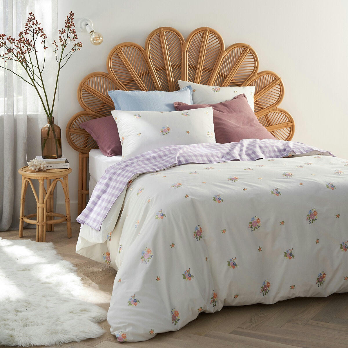 Housse de couette percale coton brodée, Hollyhill