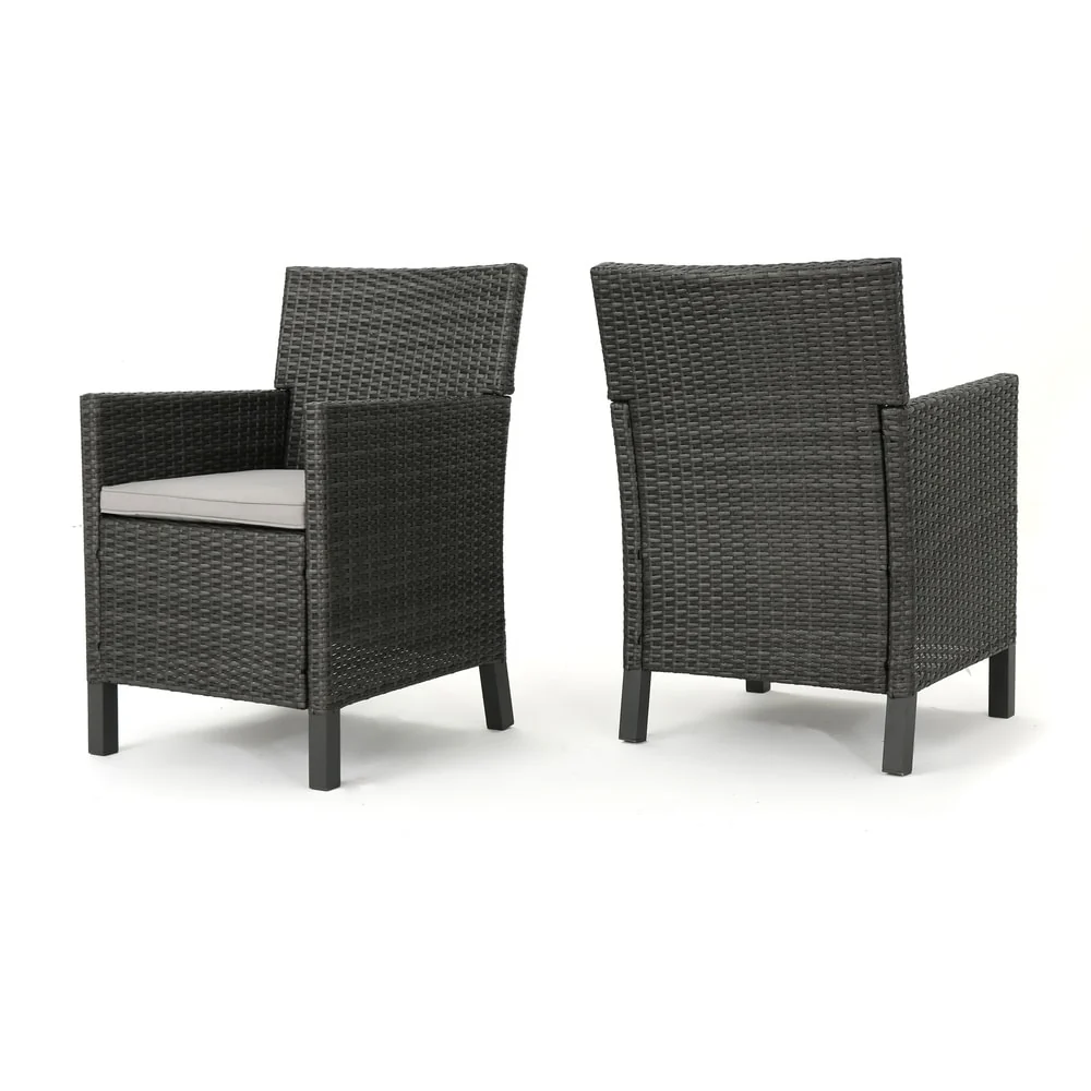 Cypress Outdoor Wicker Dining Chairs with Cushions (Set of 2) by Christopher Knight Home