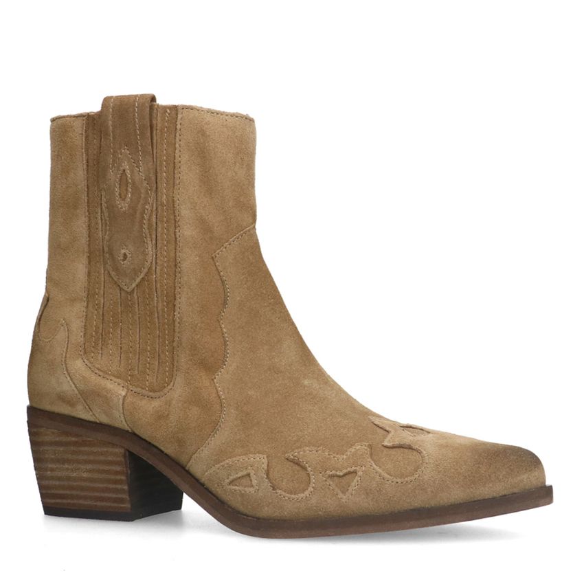 Manfield Taupe suède cowboy laarzen