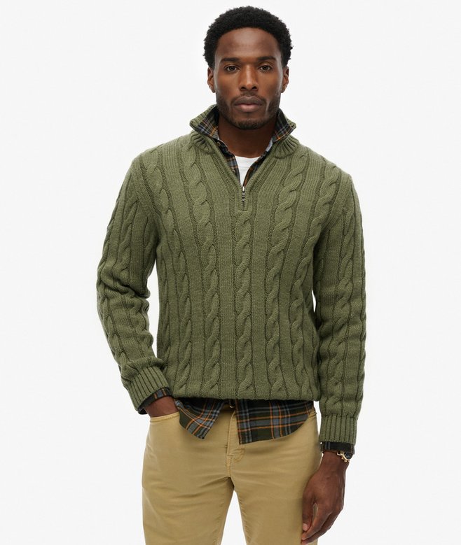 Jacob Cable Knit Half Zip Jumper