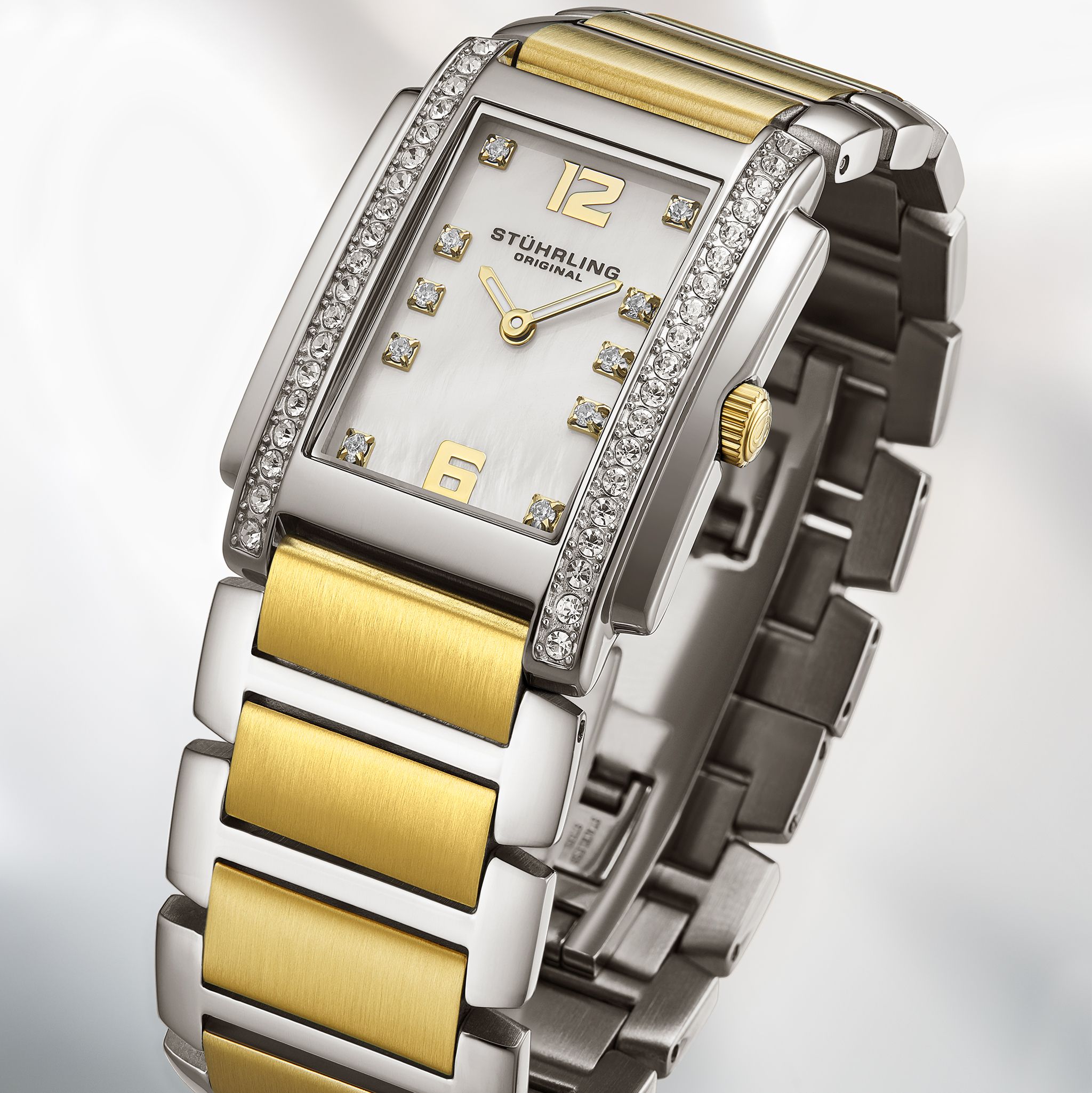 STÜHRLING Original Stuhrling Serafine 4089 36mm Quartz MOP Dial Crystal Watch