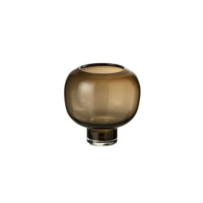 - Vase boule sur pied marron 13x14x14 cm