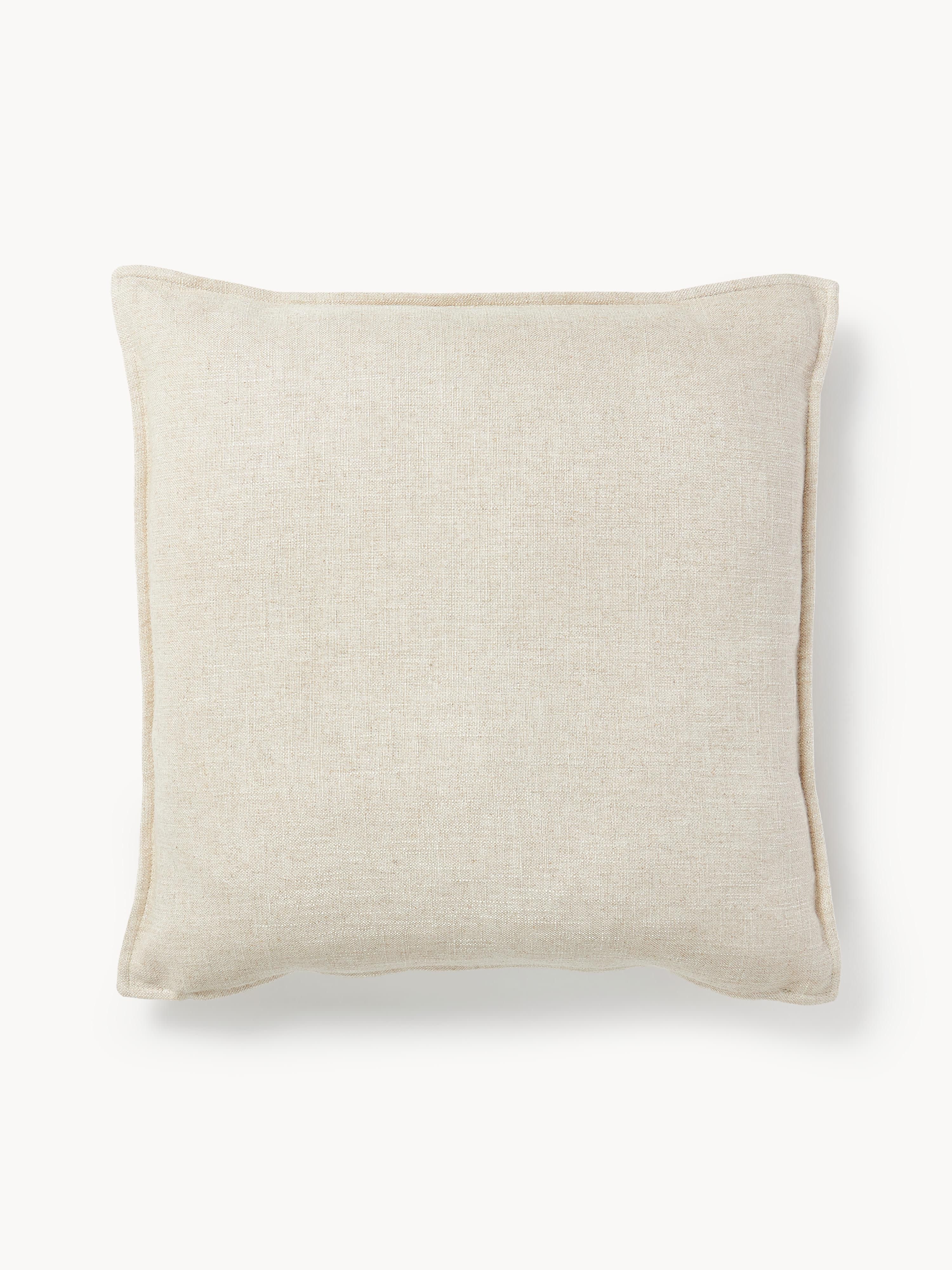 Großes Sofa-Kissen Lennon aus Leinen-Mix, 60 x 60 cm