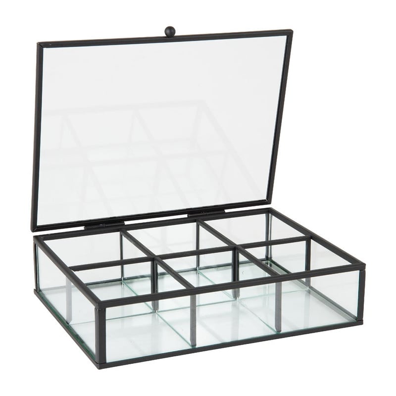 Theedoos - 6 vakken - zwart