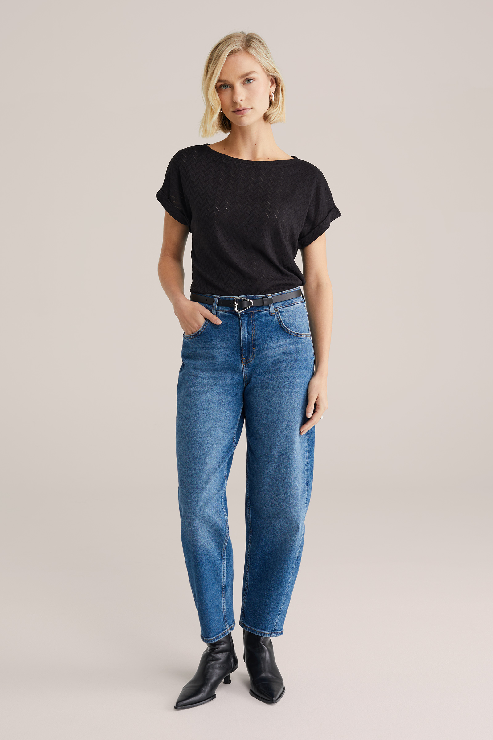 Dames T-shirt met opengewerkt structuur