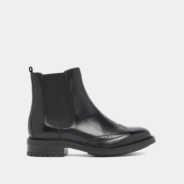 Boots basses à élastiques et détails ajourésen cuir noir | GADDY
