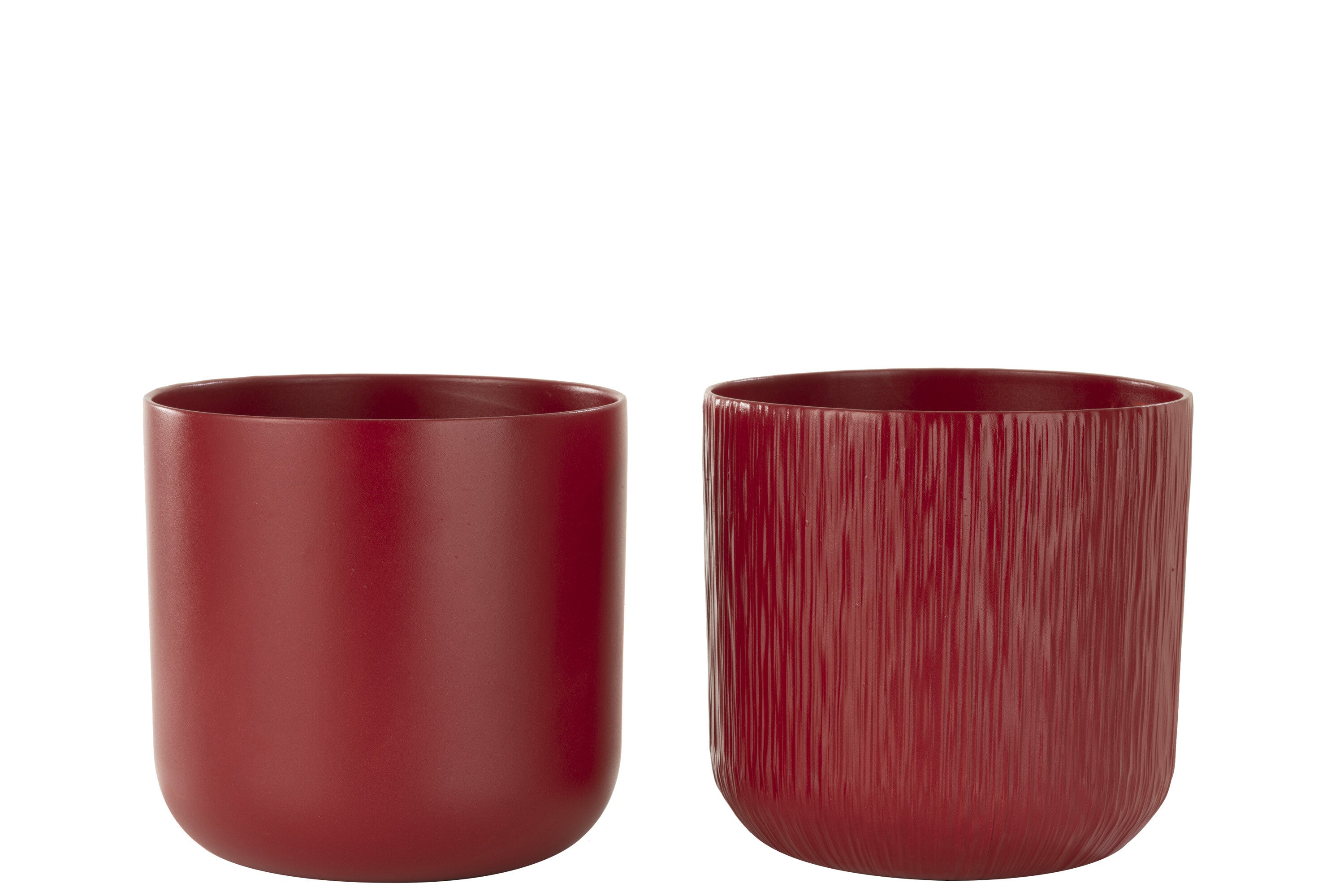 J-Line bloempot Gen - keramiek - rood - extra large - 2 stuks - Ø 20.5 cm