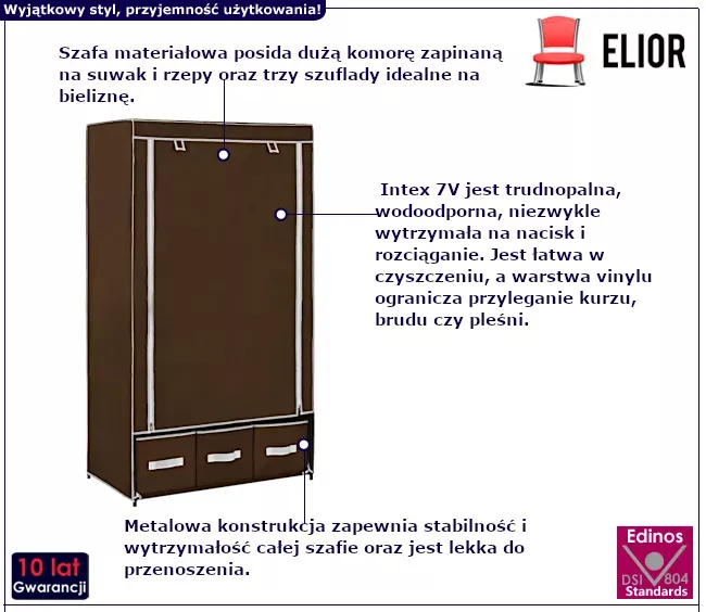 Brązowa składana materiałowa szafa - Jovro