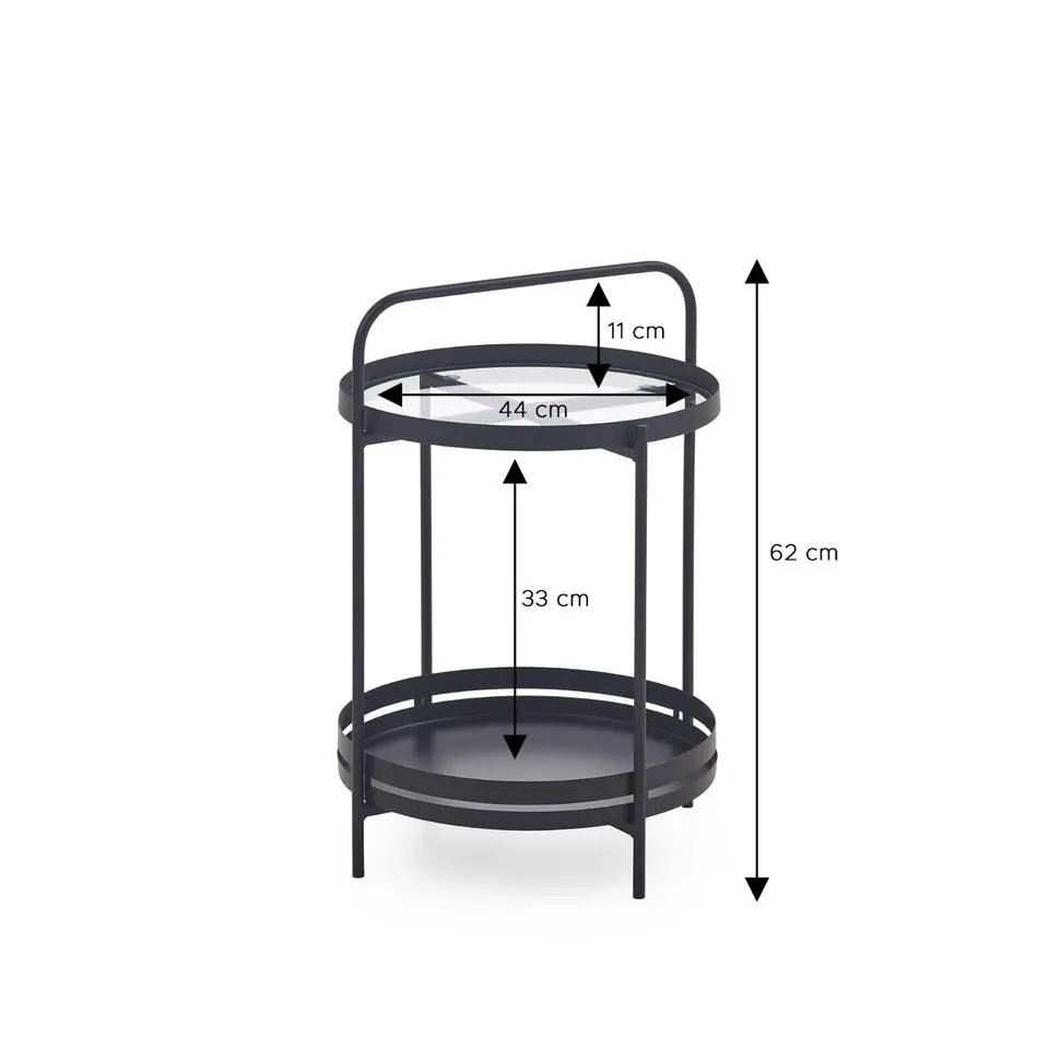 Hioshop Karin salontafel bijzettafel 1 plank zwart