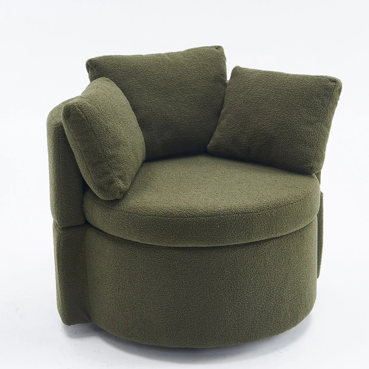 Fabric Swivel Chair With Storage and Back Cushion For Living Room
