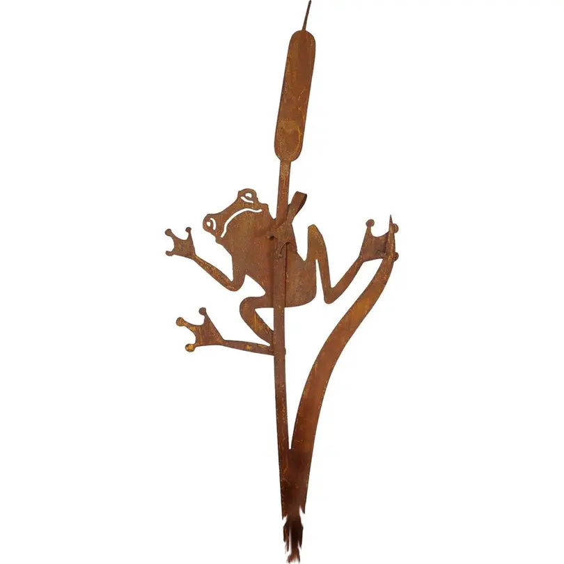 Figur Frosch an Schilfkolben