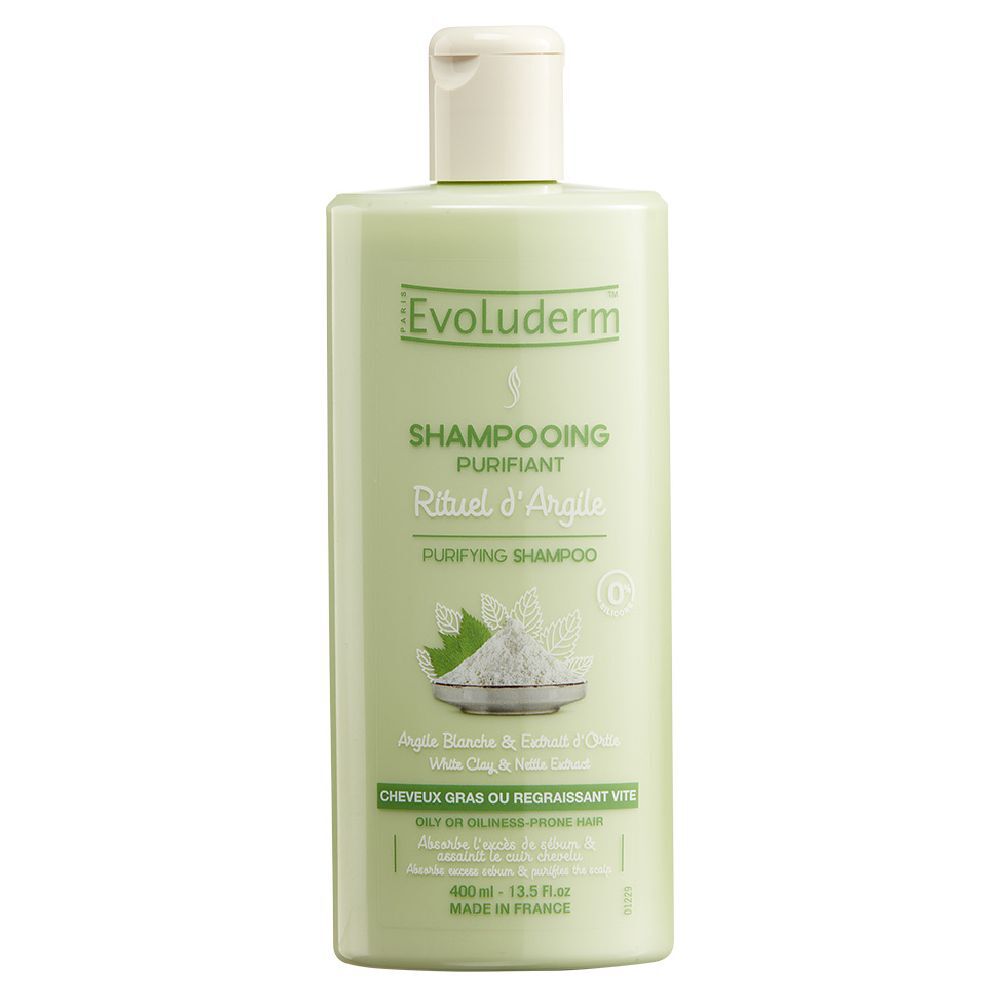 Shampooing purifiant Evoluderm argile blanche ortie 400 ml