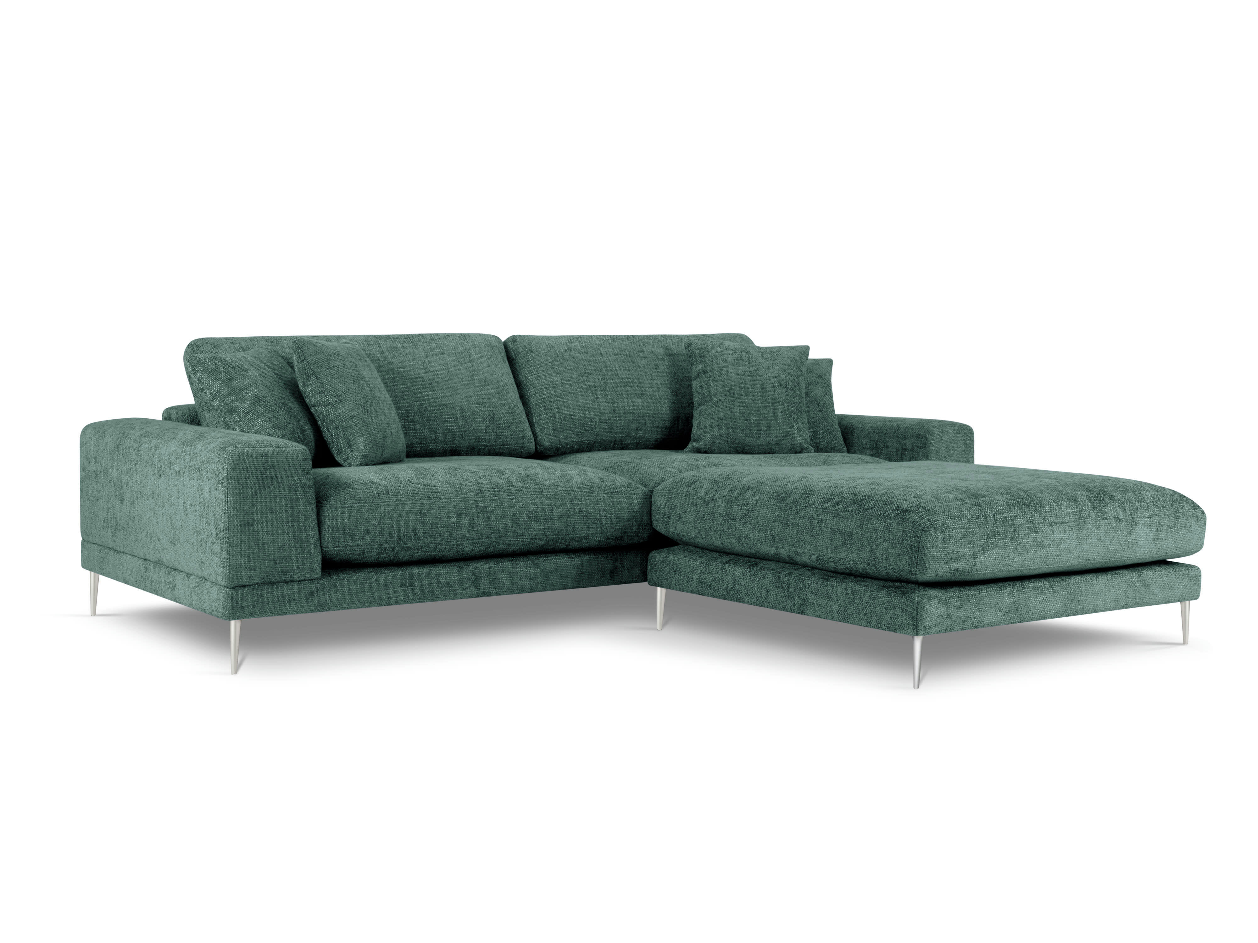 JOG - Canapé d'angle droit 5 places en tissu structuré menthe