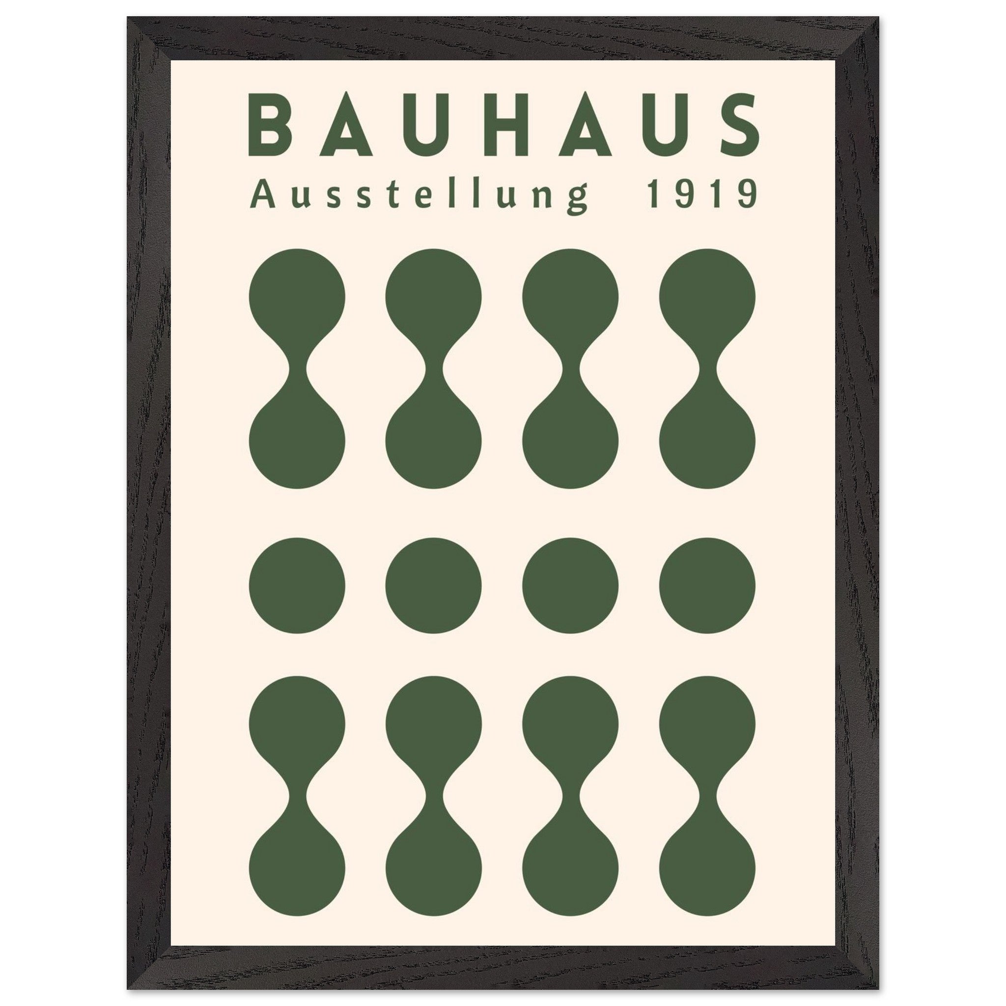 Artfulprints Poster met Lijst Bauhaus - Ausstellung green  - 30x40 cm - Donkergroen