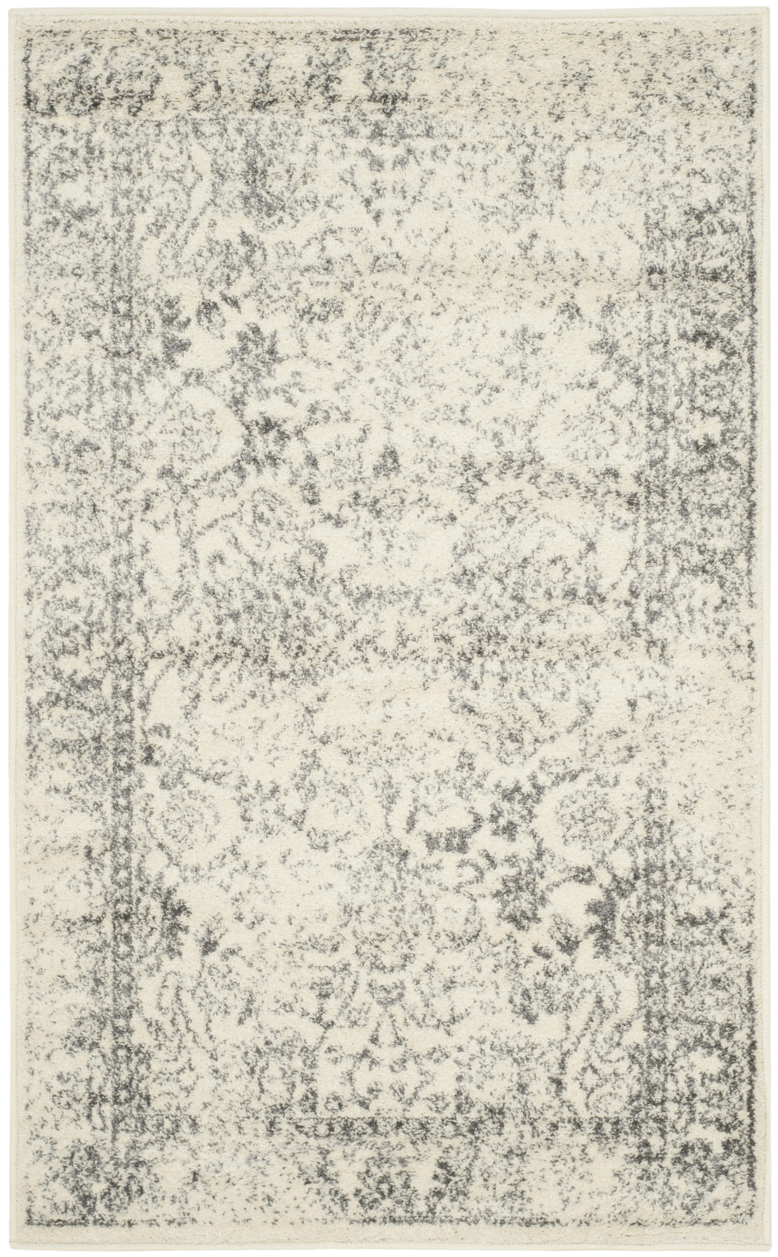 ADIRONDACK - Tapis de salon interieur en ivoire & argent, 91 x 152 cm