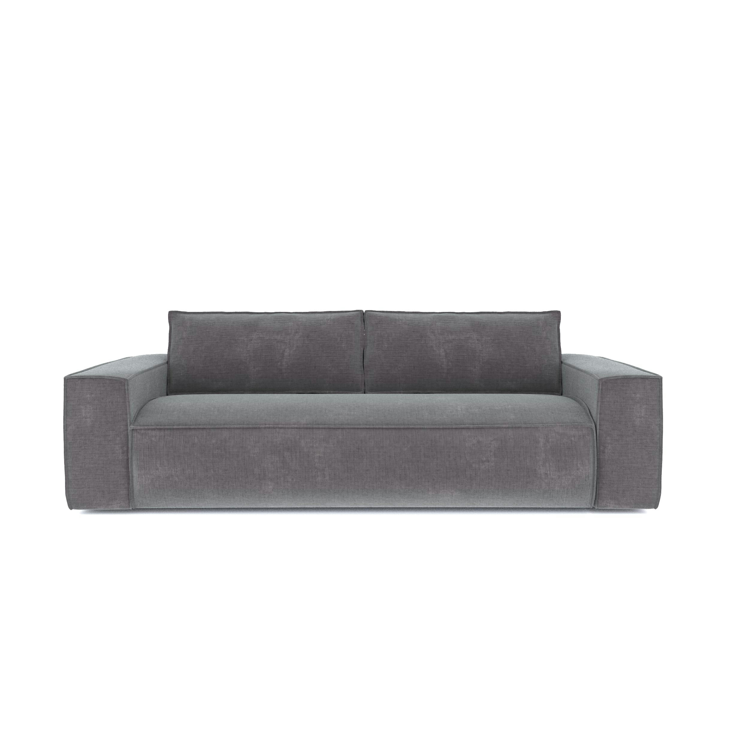 JOAN - Canapé convertible express dunlopillo velours texturé gris 140cm