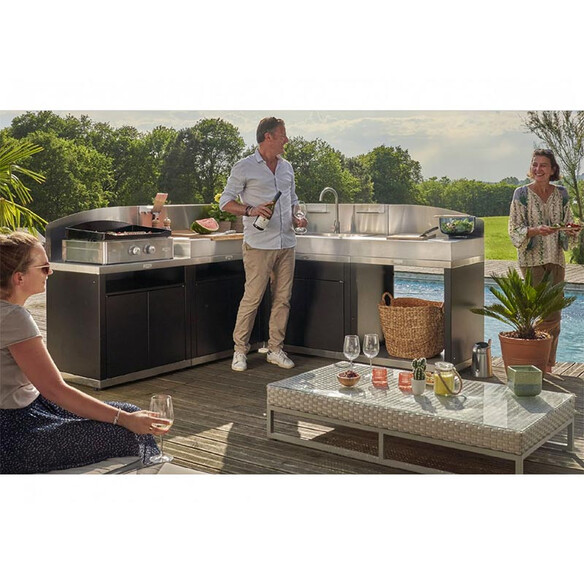 Crédence courbe droite inox pour cuisine d'extérieur - Le Marquier