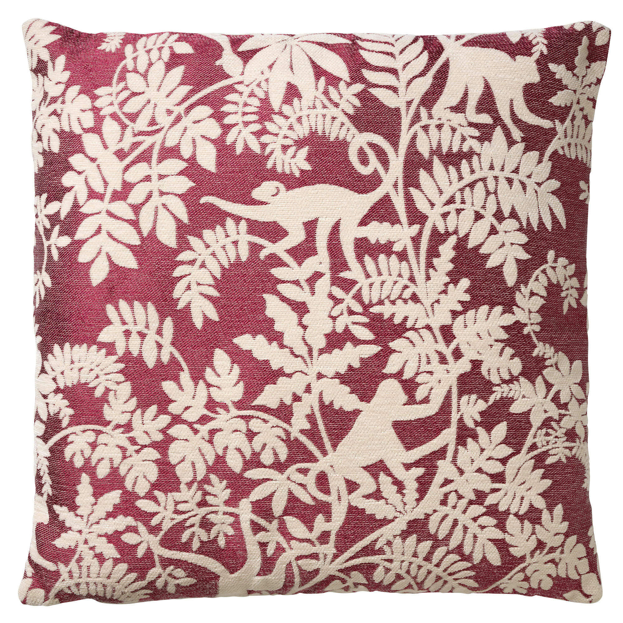 ABU - Housse de coussin rouge en coton-45x45 cm avec motif fleuri