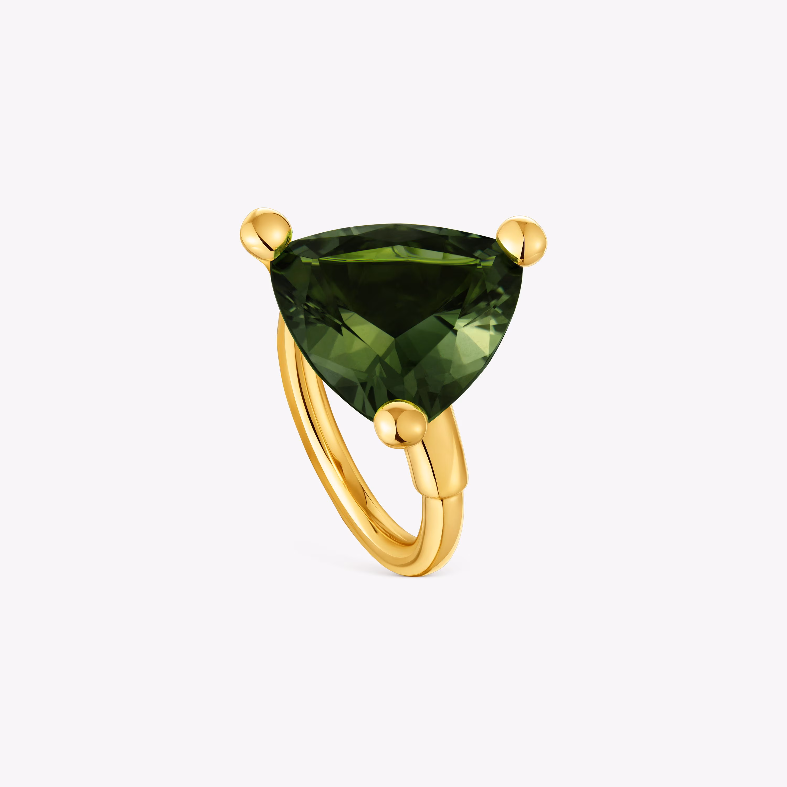 Anillo grande con baño de oro 18 kt sobre plata y espinela verde creada en laboratorio TOUS Color LGG