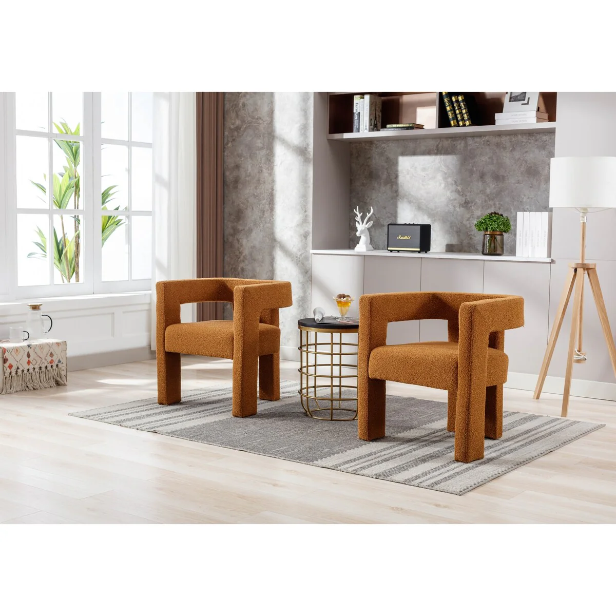 Boucle Upholstered Contemporary Designed Accent Armchair for Living Room&Dining Room(set of 2)