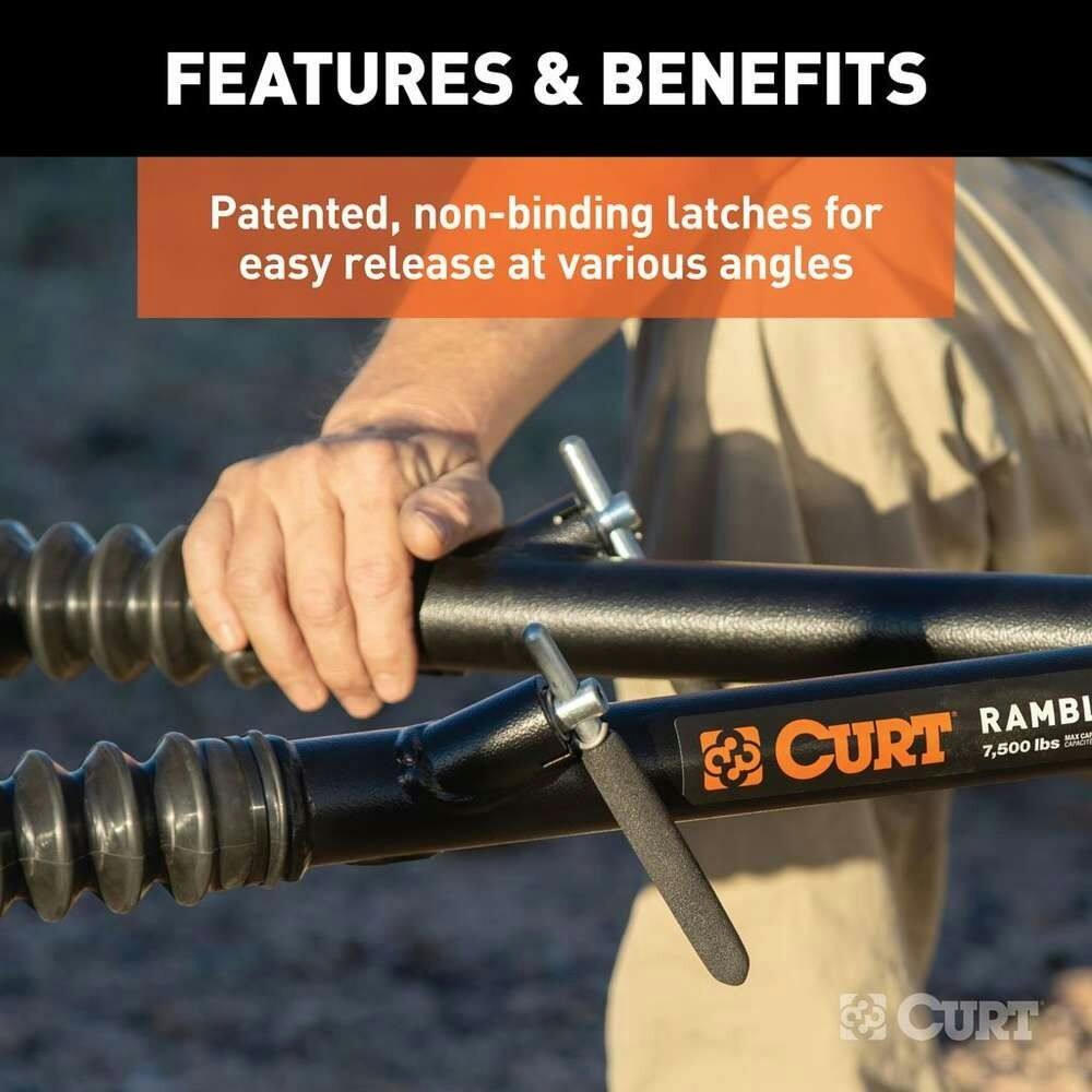 CURT Rambler Steel RV Tow Bar (7,500-lb, 2-in Shank)