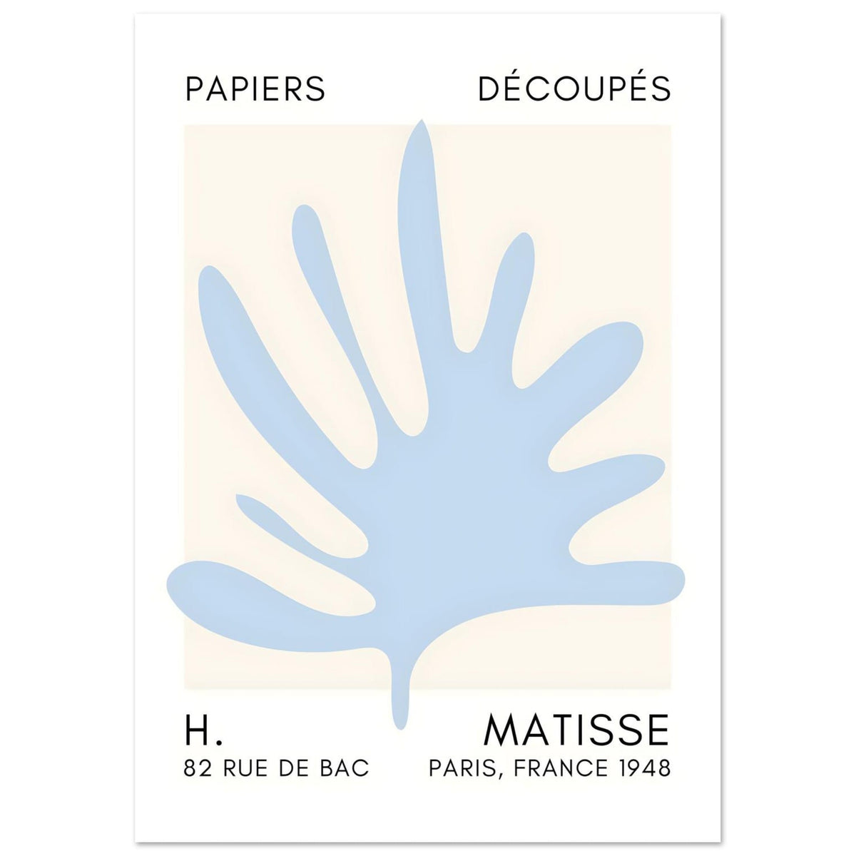 Artfulprints Poster Matisse – Coral drift light blue  - A4 21x29.7 cm - Blauw