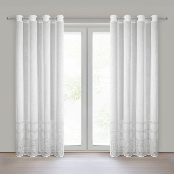 Zasłona gotowa ELIRA 140x250 biała siatka na przelotkach