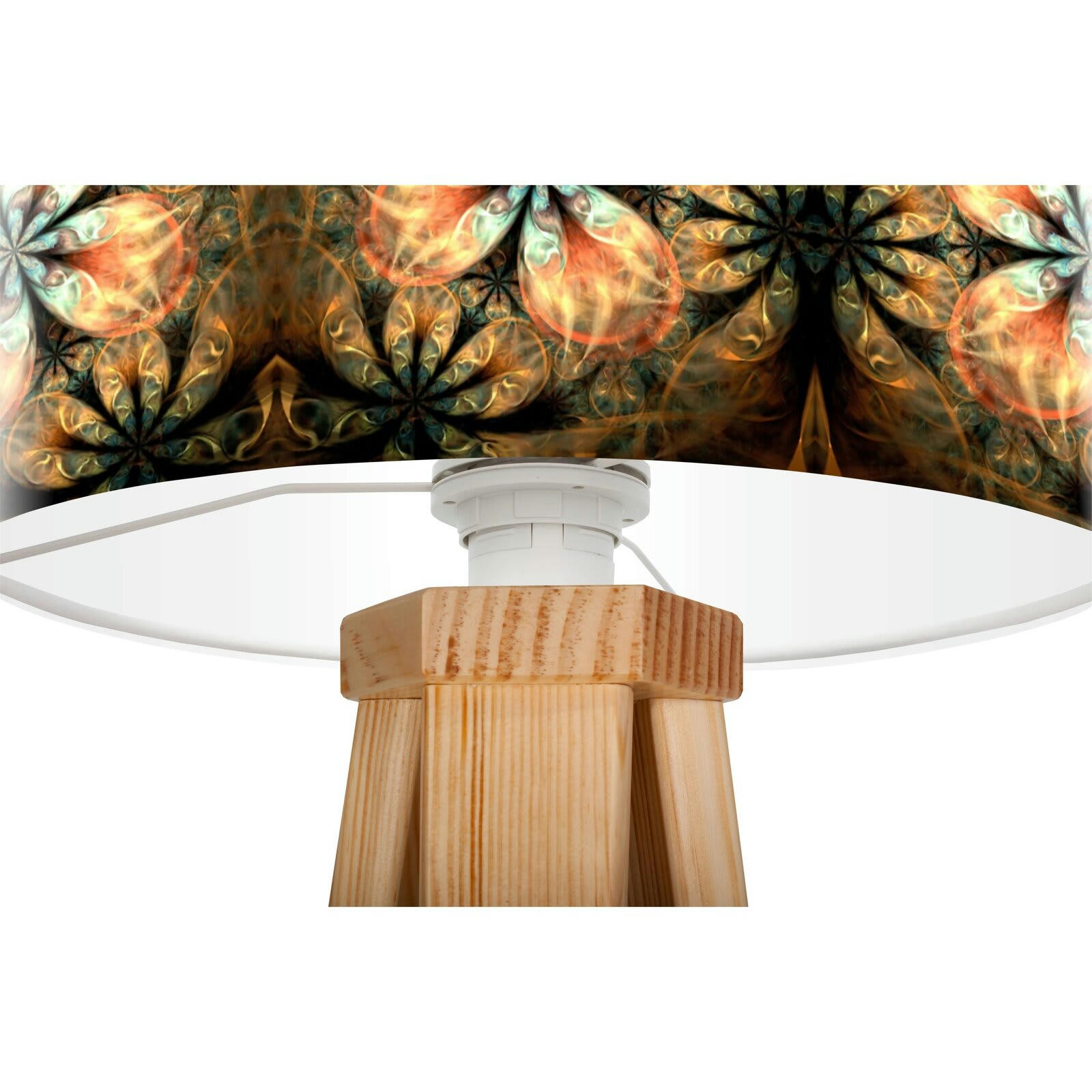 MANDALA - Lampe de chevet Bois Orange 30x30x45 cm