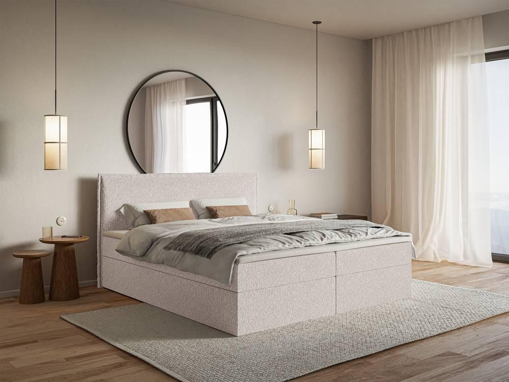 Boxspring Esmay chenille met opbergruimte en topper 180 x 200 cm