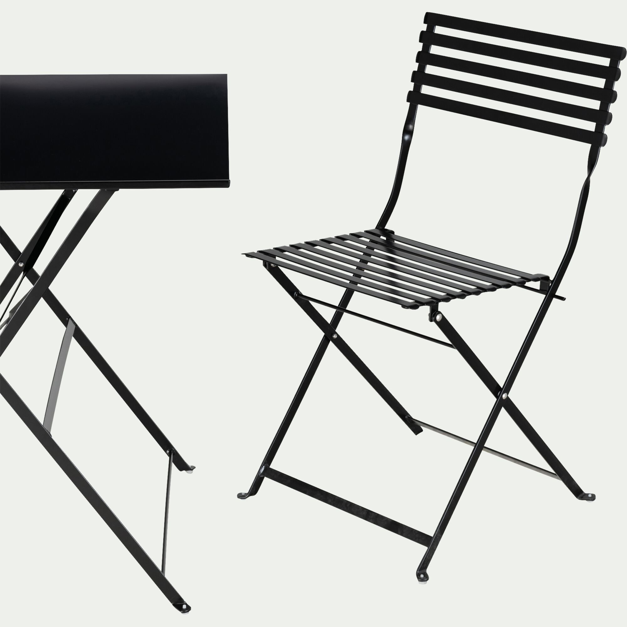 CERVIONE - Table de jardin pliante en acier - noir (2 places)