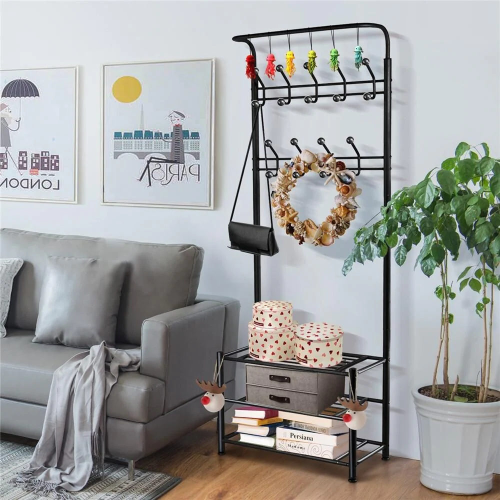 Yaheetech 74 H Metal Coat Racks Free Standing Entryway Storage Rack