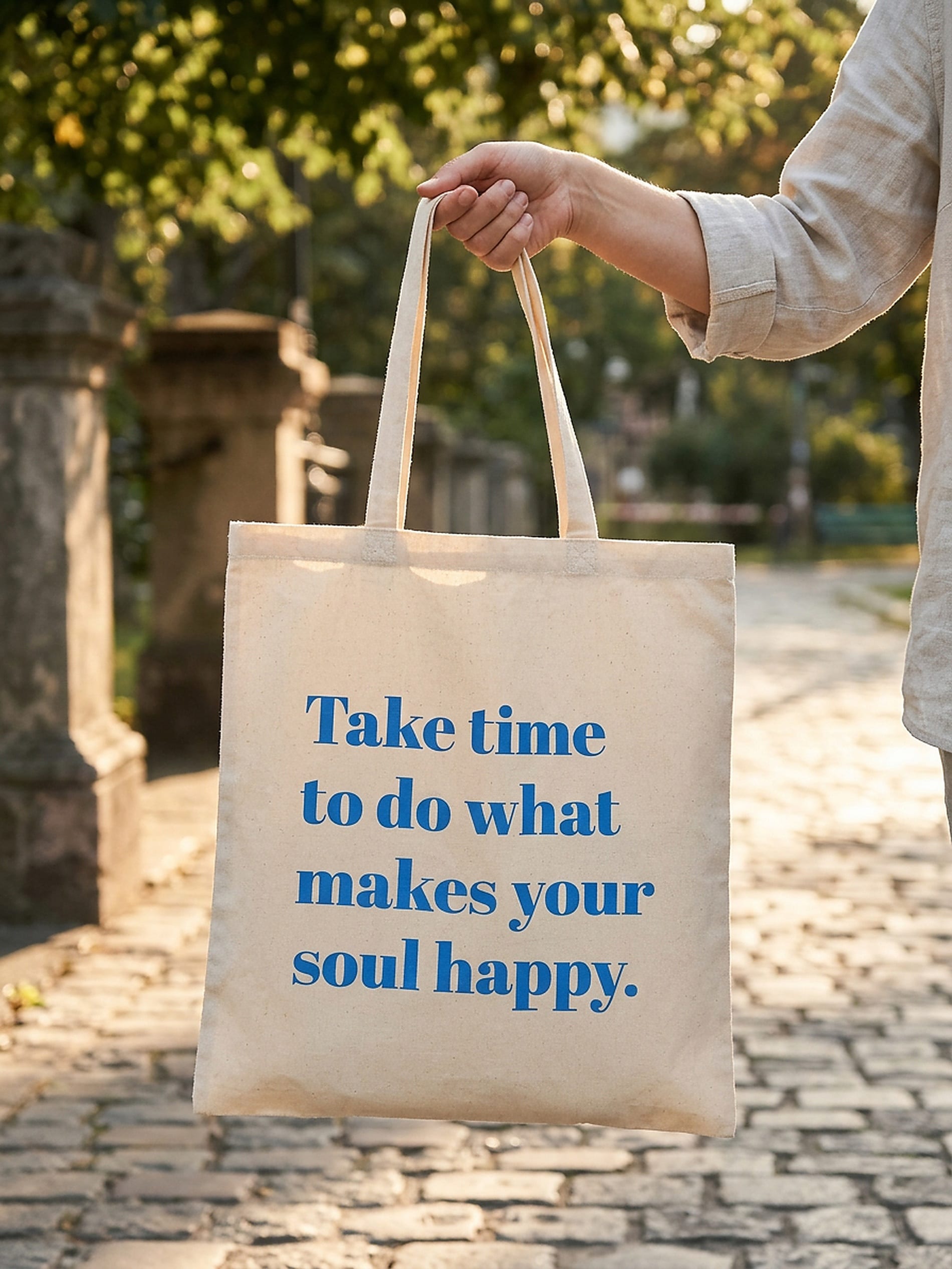 Materiałowa torba shopper z napisem